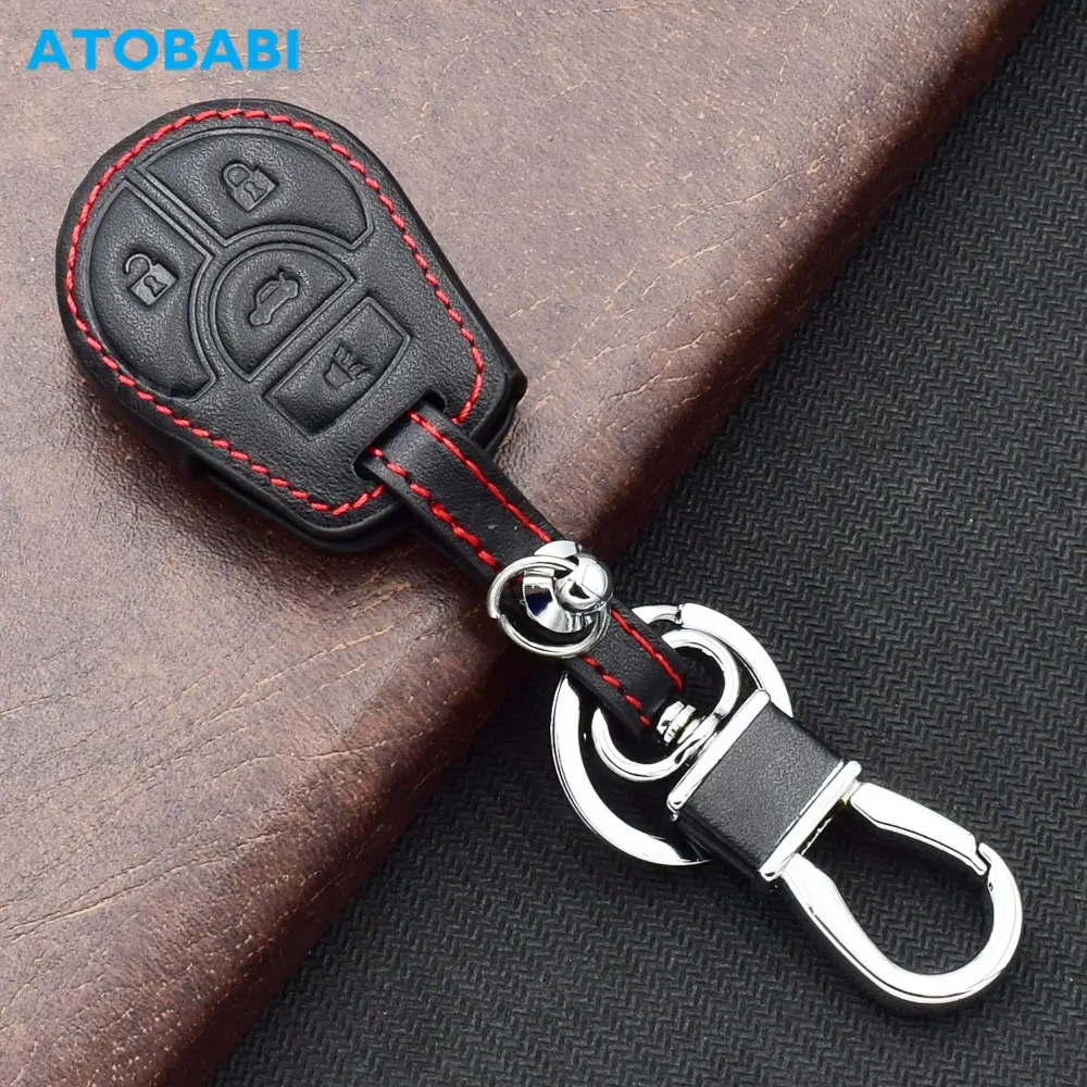 ATOBABI Leather Car Key Cases Keychain For Nissan Juke Cube NP300 Tiida Micra Note NV200 Sentra Sunny Remote Control Fobs Cover