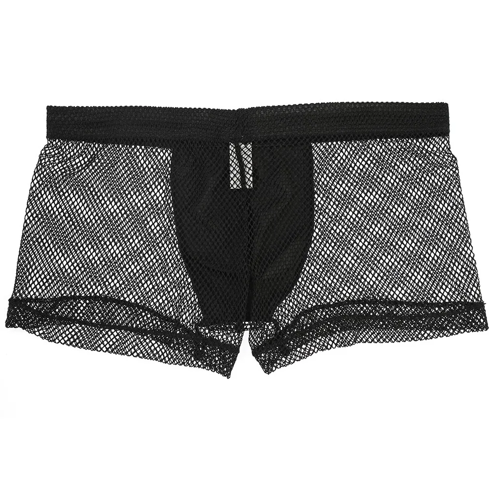 

Mesh Leather Boxer Shorts Men Underwear Sexy Breathable Underpants Male Low Waist Boxershort Man Panties Unterwasche A30