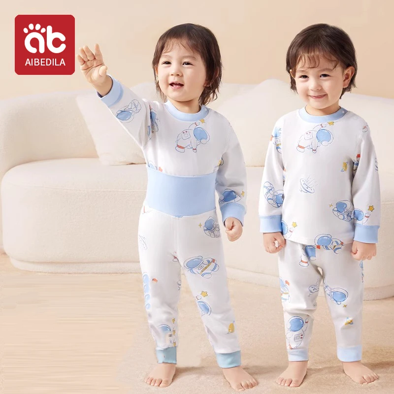 AIBEDILA Baby Clothes 2pcs Sets Autumn Winter Baby Pajama Set Bottom Underwear Two-piece Set Cotton Baby Boy Long Sleeves Outfit