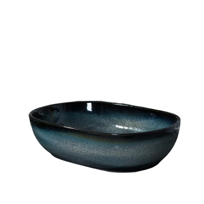 

Anti-splashing art basin on the stage, bathroom household oval ceramic hand washing single basin
