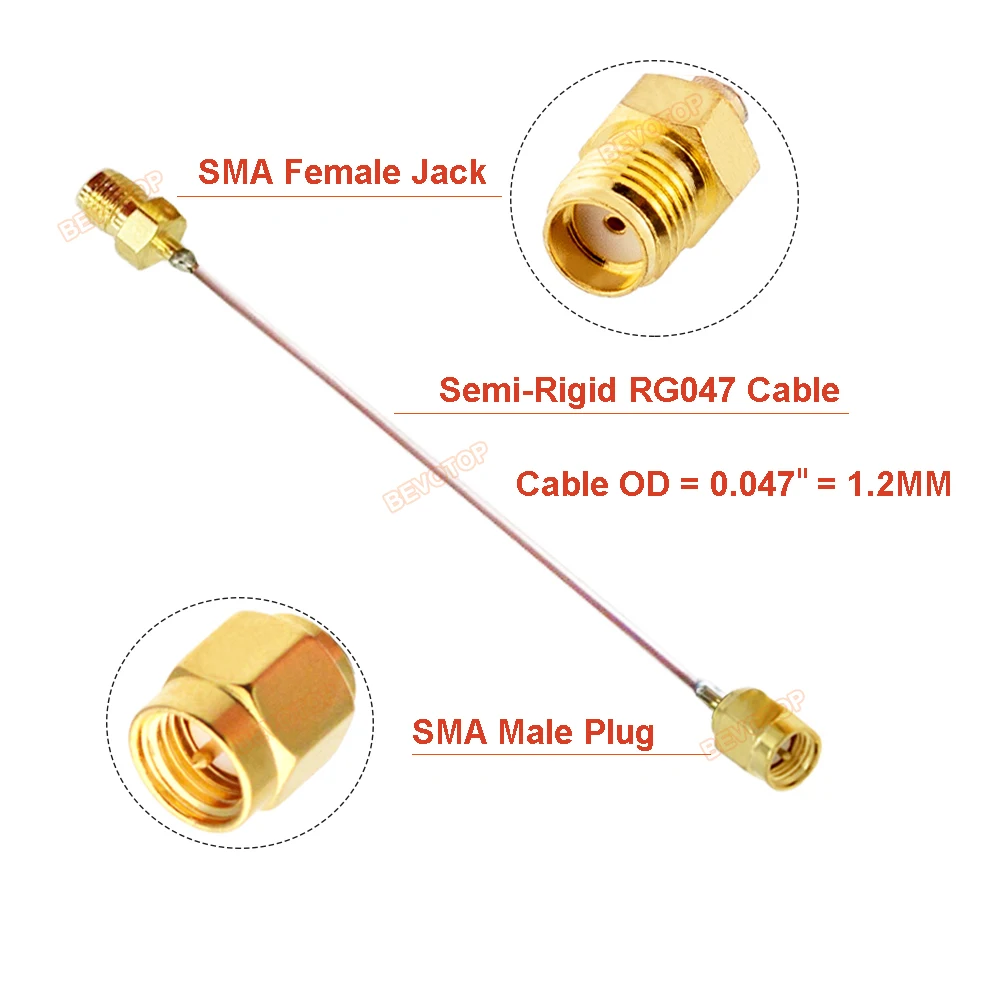 10PCS/LOT Semi-Rigid 047 Cable SMA Male to SMA Female Jack OD 0.047