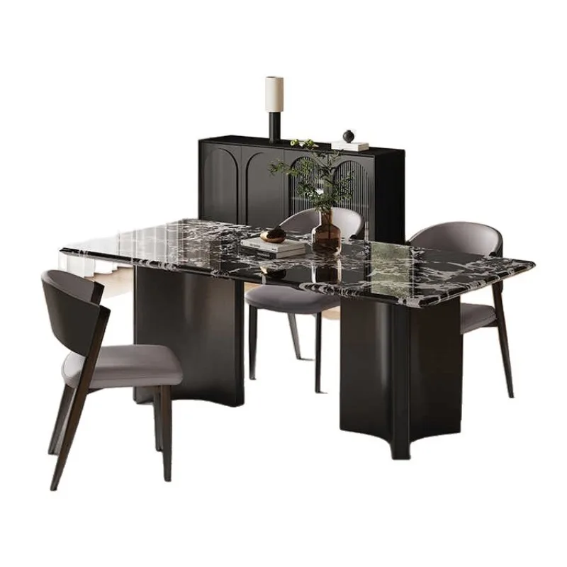 

Luxury stone dining table modern simple rectangular household natural