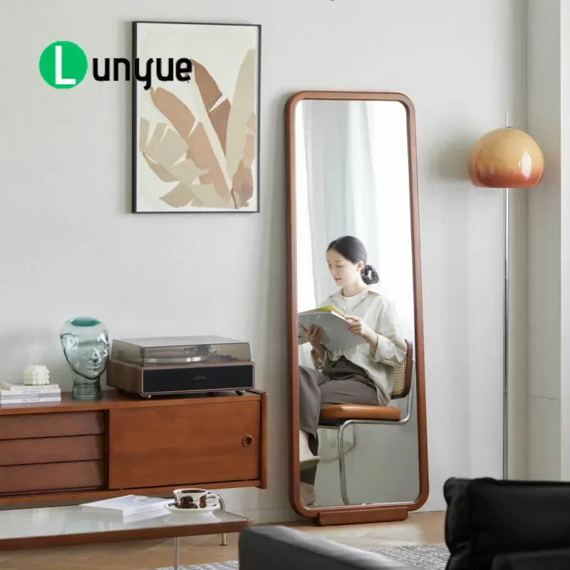 Wooden Vertical Full Body Mirror Simple Eco Friendly Portable Wall Hanging Decor for Bedroom Fitting Room Home Decoration