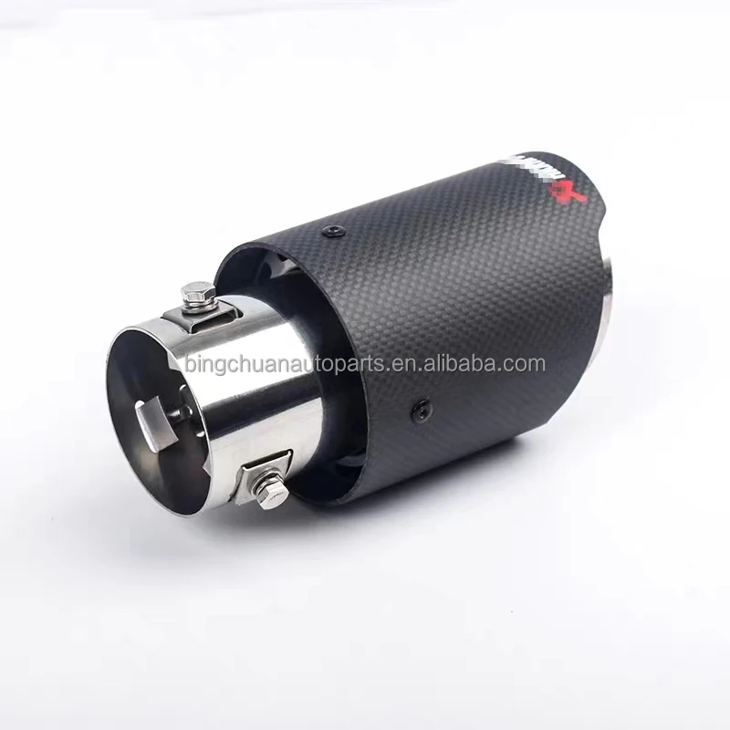 

Carbon Fiber Mirror Polished Muffler 1" Inlet Double Wall Straight-cut 4" Outlet Exhaust TipsATV&UTV