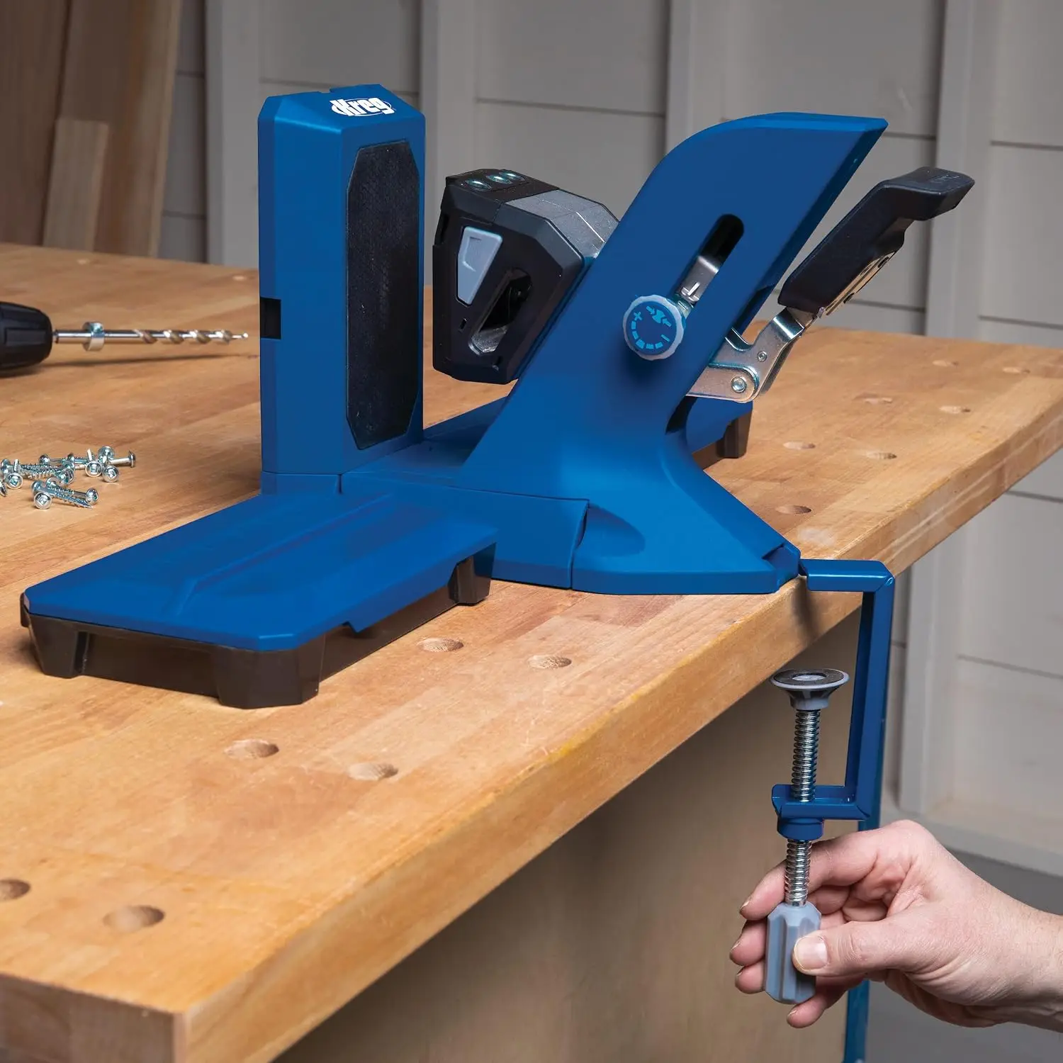 Pocket Hole Jig Kit Secure Clamp System Adjustable Thickness Settings Hardened Joinery Screws Half Inch To One And Half Inch Woo