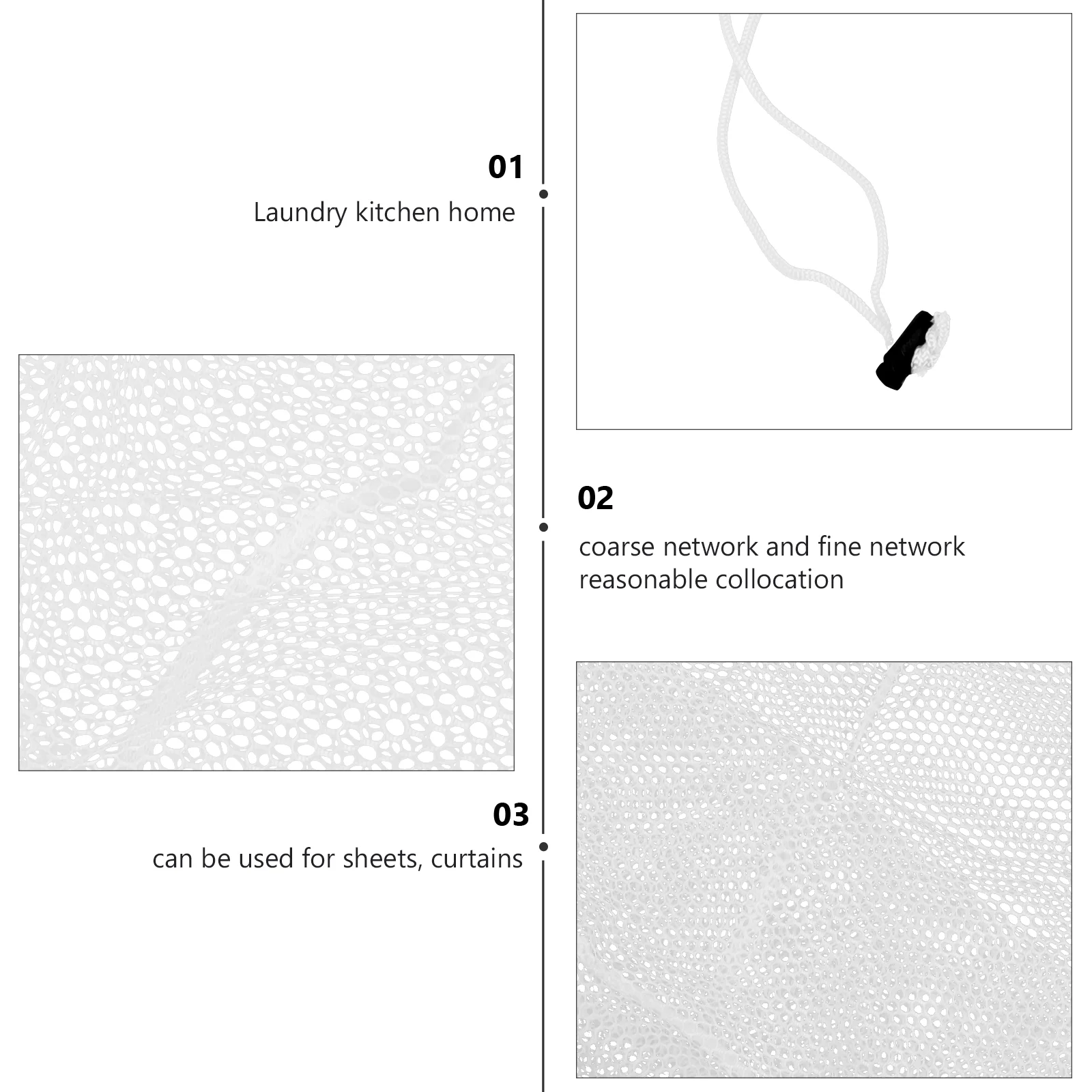 

2pcs White Mesh Laundry Household Clothes Washing Travel Storage Bag With Drawstring Fine Workmanship Laundry Protection
