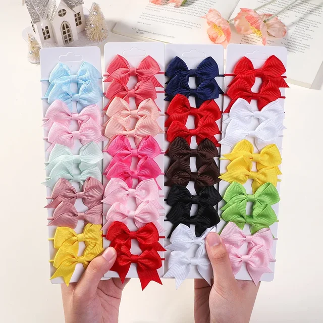 BABY BOWS 10Pcs Kokardki Elastyczna gumka do włosów Opaski do włosów Wstążka Pigtail Grosgrain Akcesoria do włosów Opaski na głowę dla dzieci