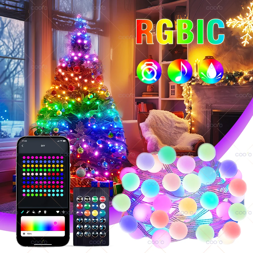 

USB Bluetooth Colorful LED Bulb String Light 5M 10M 33/66Led Festoon Fairy Light Christmas Tree Outdoor Garden Decor LED Garland