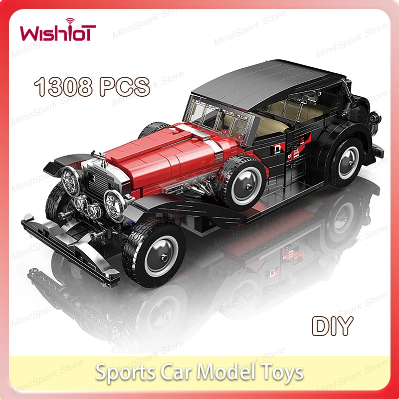 

1308 шт., спортивный автомобиль, строительные блоки, сборная модель, технология MOC, сделай сам, мелкие частицы, кирпичи, детские крутые подарки на день рождения, игрушки