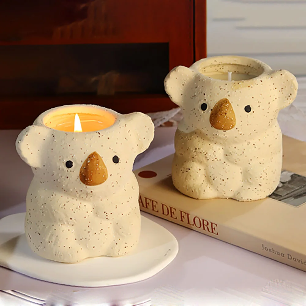 

Cute koala shape aromatherapy candle cup mold Birthday gift bedroom decoration handmade DIY silicone mold