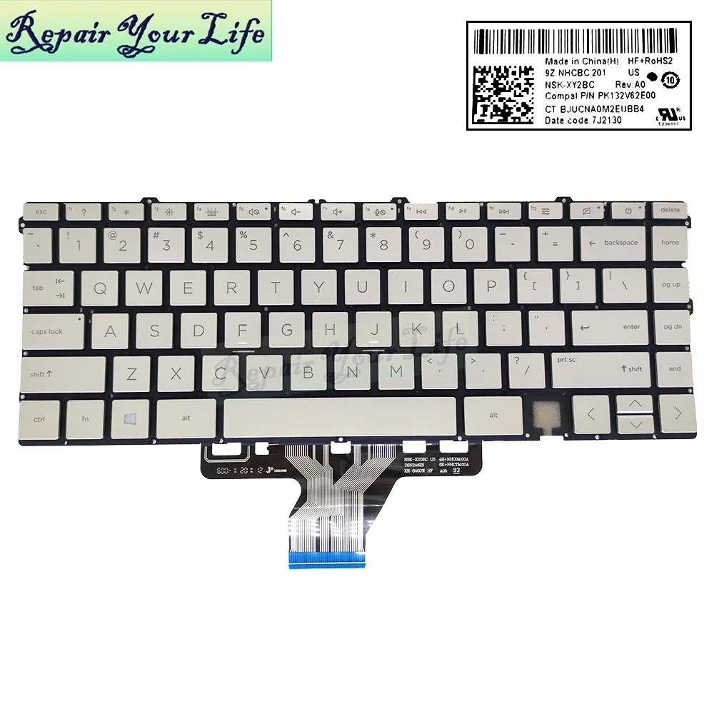 

13BA US/UK Arabic Backlit Keyboard for HP ENVY X360 TPN-C145 13Z-AY 13T-BA 13-BD 13M-BD BA100 BD0000 TPN-C147 Backlight