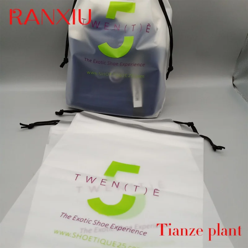 Custom Custom large eco friendly drawstring bag Plastic Frosted Bags Packaging poly Bag for clothes