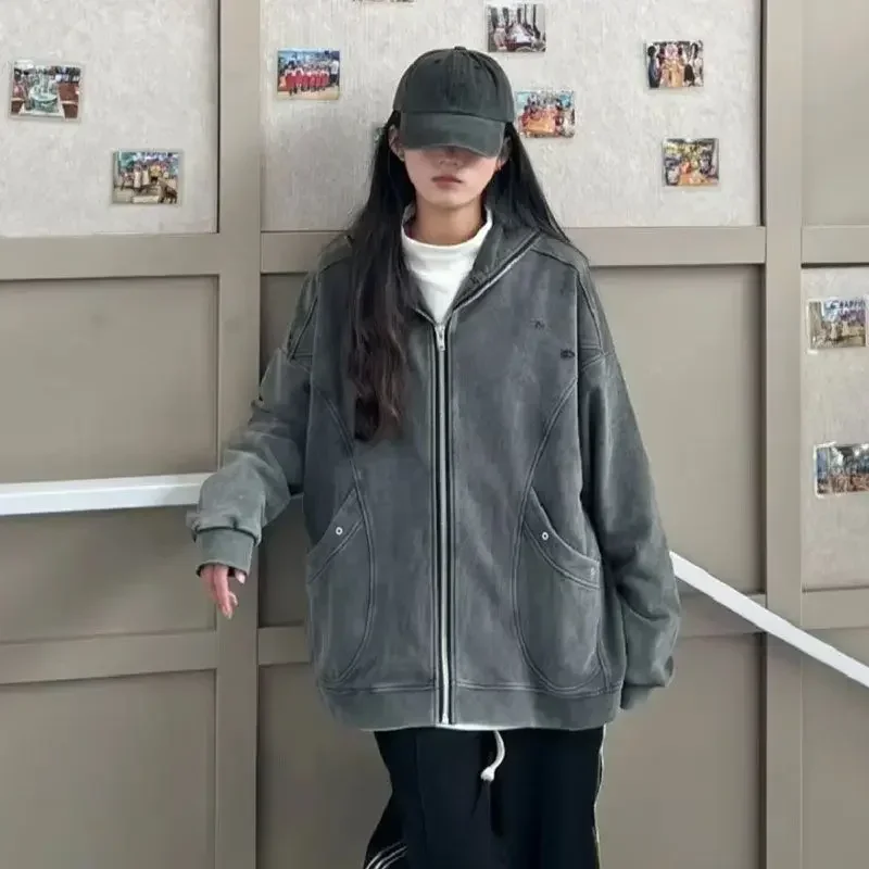 

Autumn Winter Women Black Sweatshirts Streetwear Casual Korean Fashion Pullover Hoodies Vintage Gothic Coat Y2k Clothes Kpop