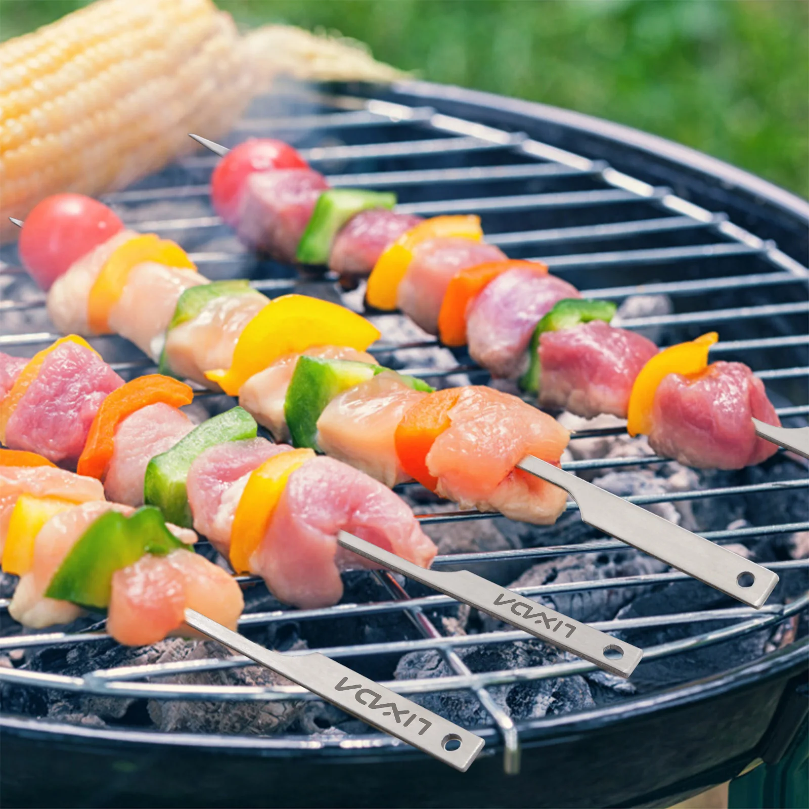 أسياخ شواء Ti مسطحة ، عصي شواء للنزهات الخلفية في الهواء الطلق ، شواء شواء ، 10 بوصة ، 10 بوصة ، 5 روض #4