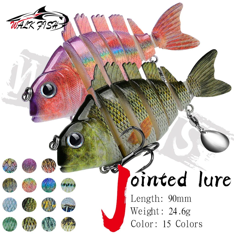 WALK FISH 1Pcs New Fishing Lures 9cm/24.6g for Bass Trout Multi Jointed Swimbaits Slow Swimming Lures with Flashing Sequins