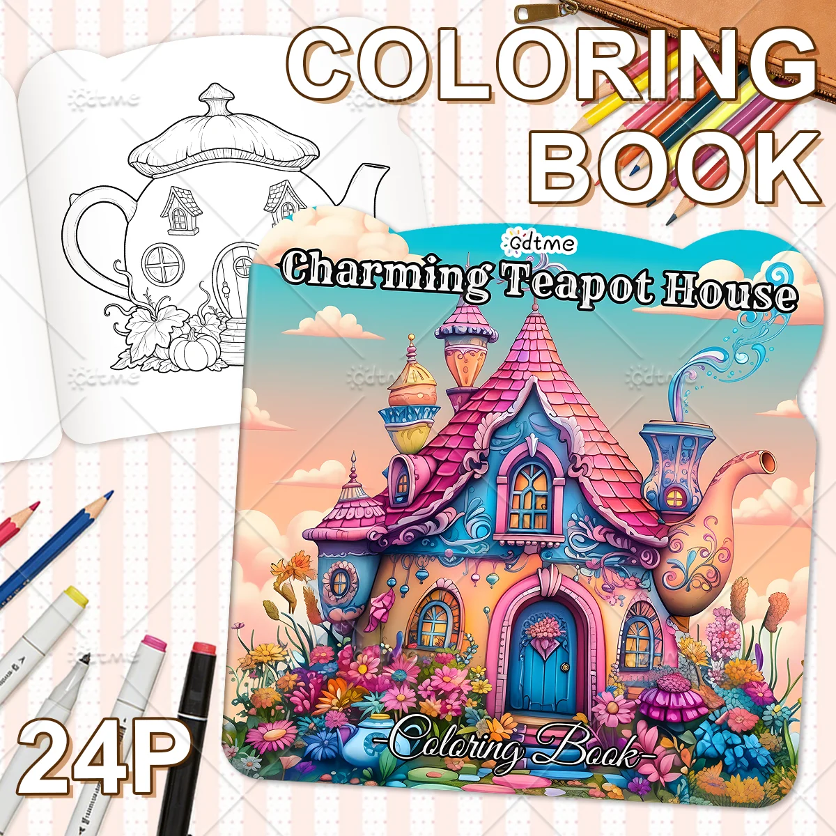 Charming Teapot House Coloring Book for Adult Cute Cozy Daily Activities Irregular Patterns for Relaxation (Cozy Spaces Coloring