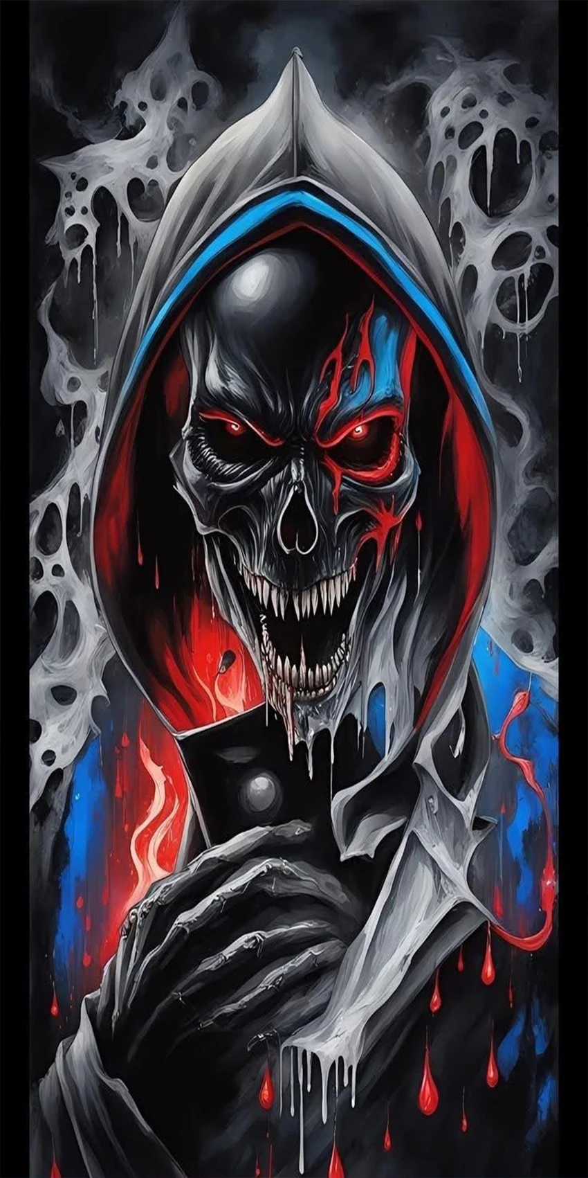 Flame Poker Clown Skull Skull Pattern Electric Scooter Anti-slip Sticker Sandpaper Skateboard Grip Tape Sheet 60*30cm