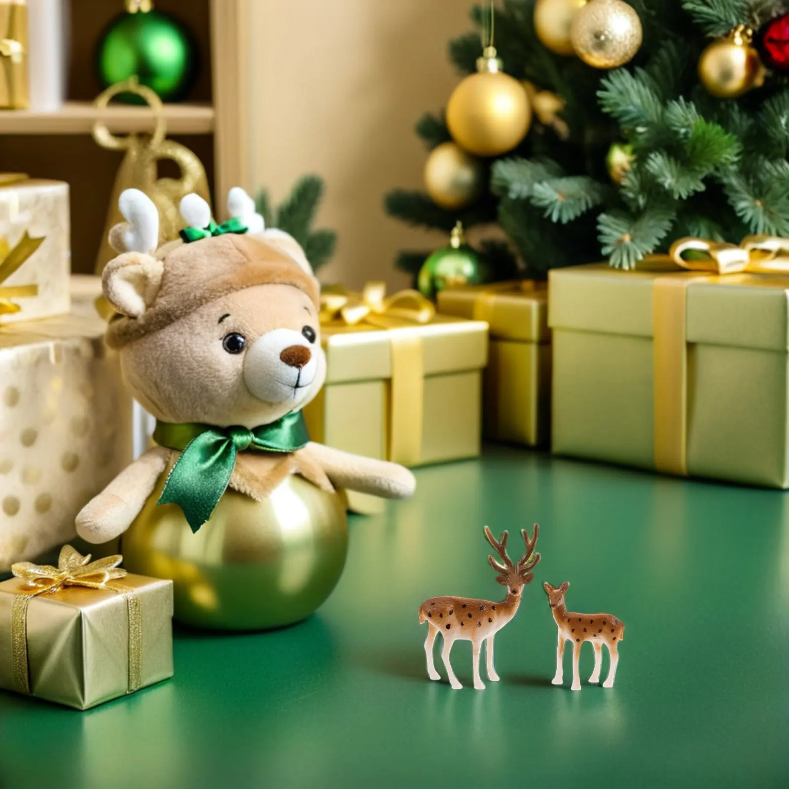 20 Pcs Cake Decorations Decorative Deer Figurines Toppers Christmas Mini Forest Animal