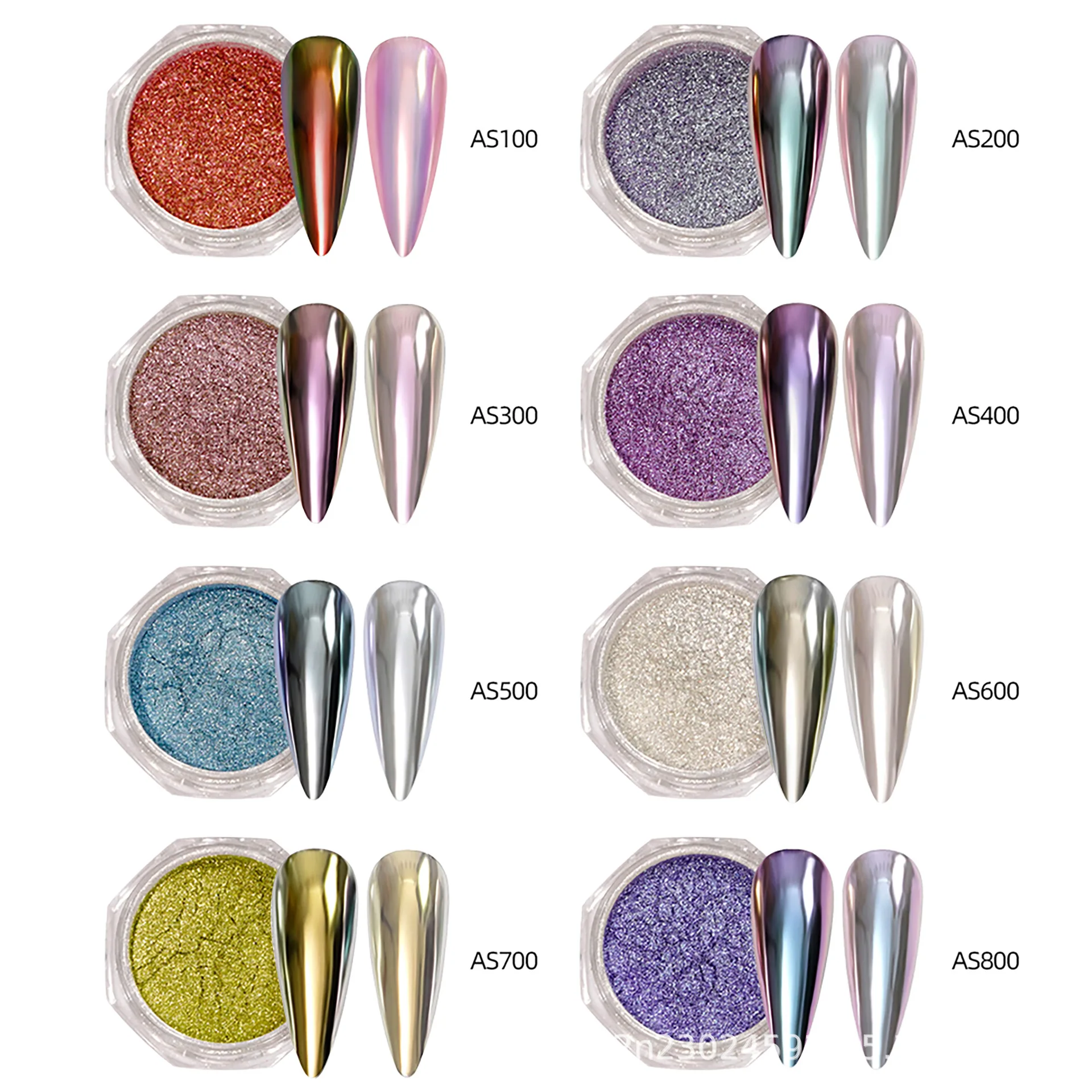 

8 Jar Moonlight Chrome Nails Powder 0.3G Metallic Aurora Mirror Silk Dust Nail Enhancement Holographic Pigment Nail Decoration