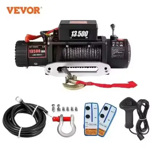 Electric Winch 13500 LBS 12V Synthetic Tow Rope Winch 27M/92FT Lifting Hoist for 4X4 Car Trailer ATV Truck Off Road Boat HOT