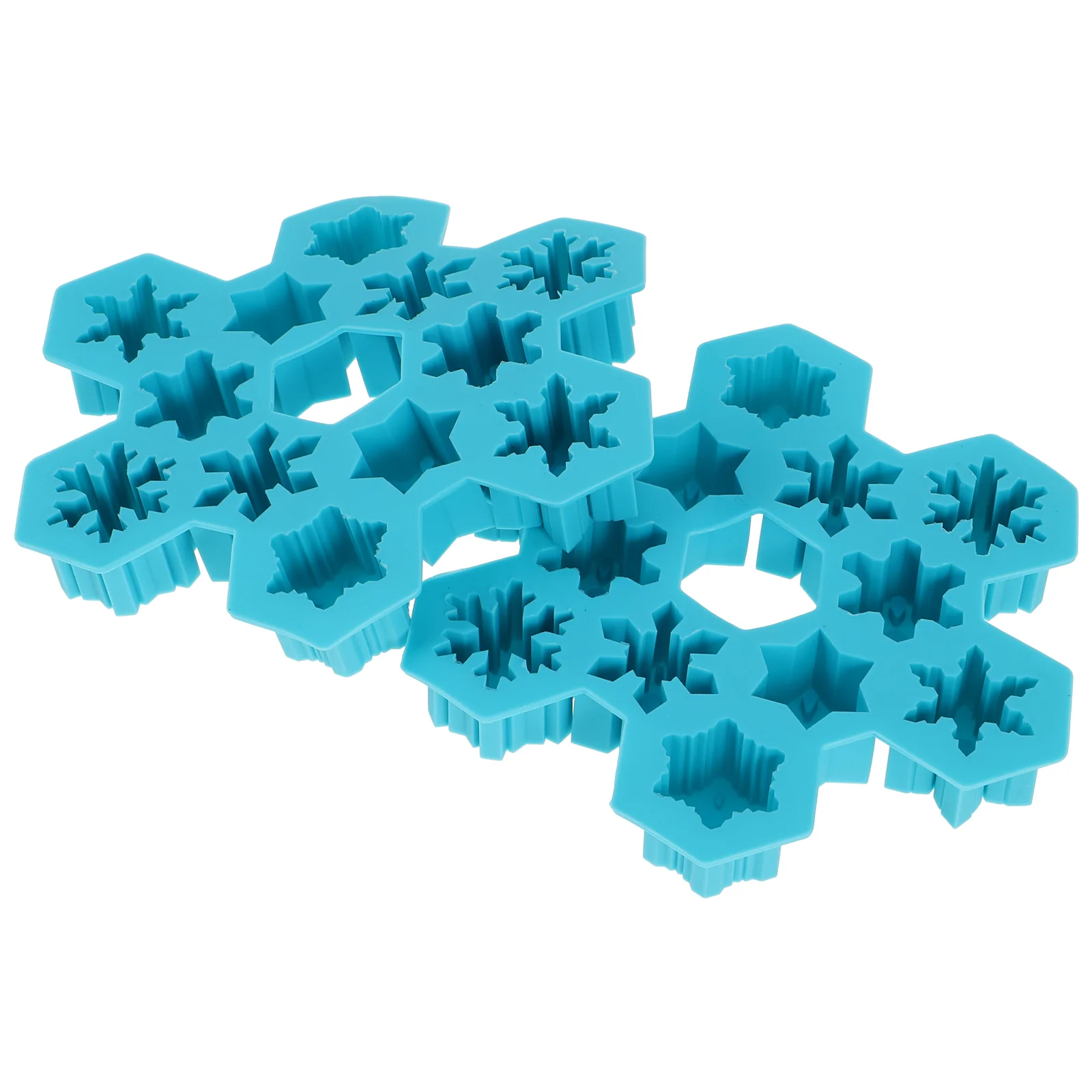 

2 Pcs 12 Grids Silicone Ice Cube Trays Snowflake Shaped Chocolate DIY Mould Cupcake Dessert Baking Mold (Sky-blue)