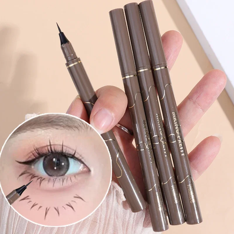 Penna per Eyeliner liquido ad asciugatura rapida liscia penna per baco da seta sdraiata Ultra fine matita per Eyeliner opaca impermeabile a lunga durata trucco cosmetico