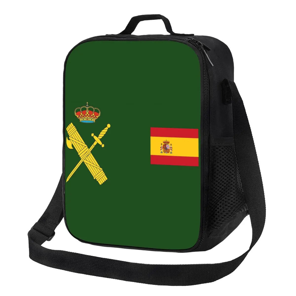 

Spain Flag Plus Emblem Civil Guard Insulated Lunch Bag for School Bento Storage Food Boxes Portable Container Lunch Box Tote