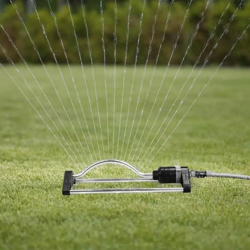 Lawn Sprinkler Metal Oscillating Sprinkler with 18 Hole Brass Nozzles Spray Range Control Covers Up To 3600 Ft for Lawn Garden