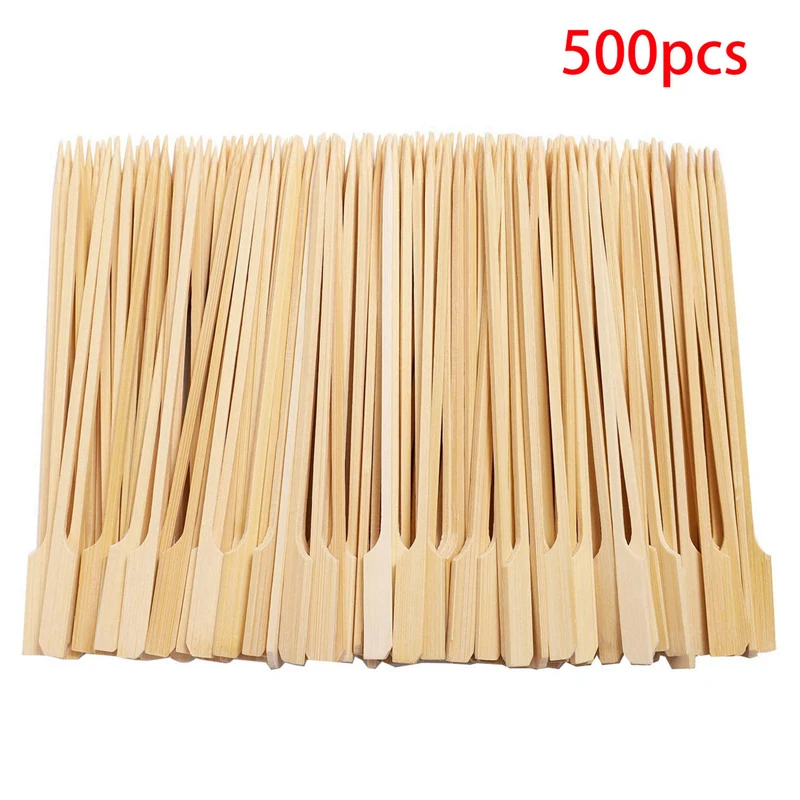 500Pcs Bamboo Paddle Skewers Barbecue Bamboo Skewers Cocktail Sticks For Barbeque Kebabs Cocktails Buffets Party 12Cm