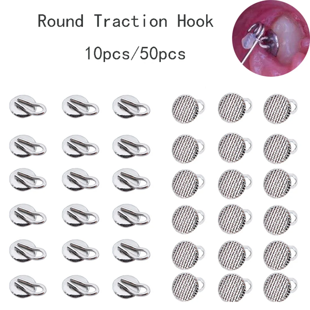 10pcs/bag Orthodontics Lingual Buttons Hook Metal Clear Ceramic Material Composite Dental Materials Orthodontia Accessories