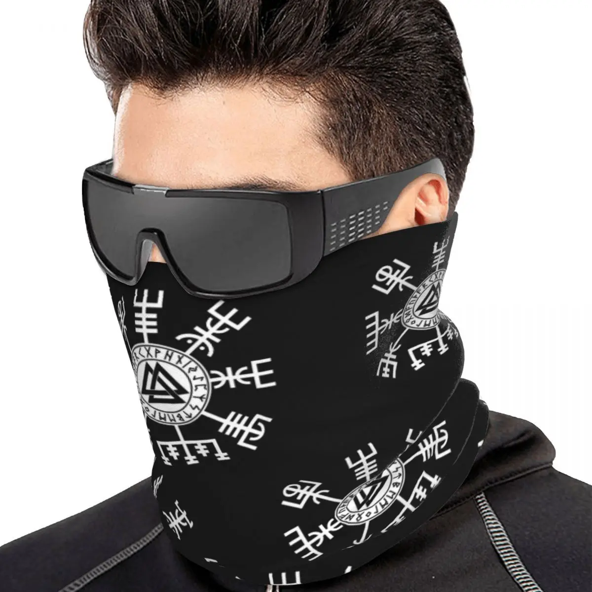 Viking Compass Vegvisir Valknut Symbol Runes Bandana Neck Cover Wrap Mask Scarf Running Headband For Men Women Adult All Season