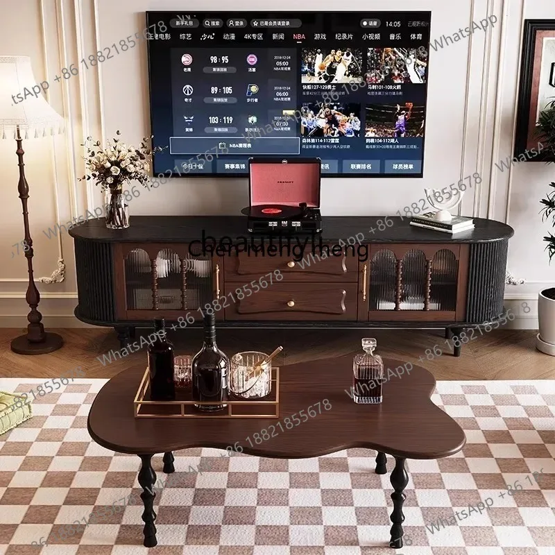 

new French retro solid wood TV cabinet American small apartment living room home storage locker antique furnituress 26