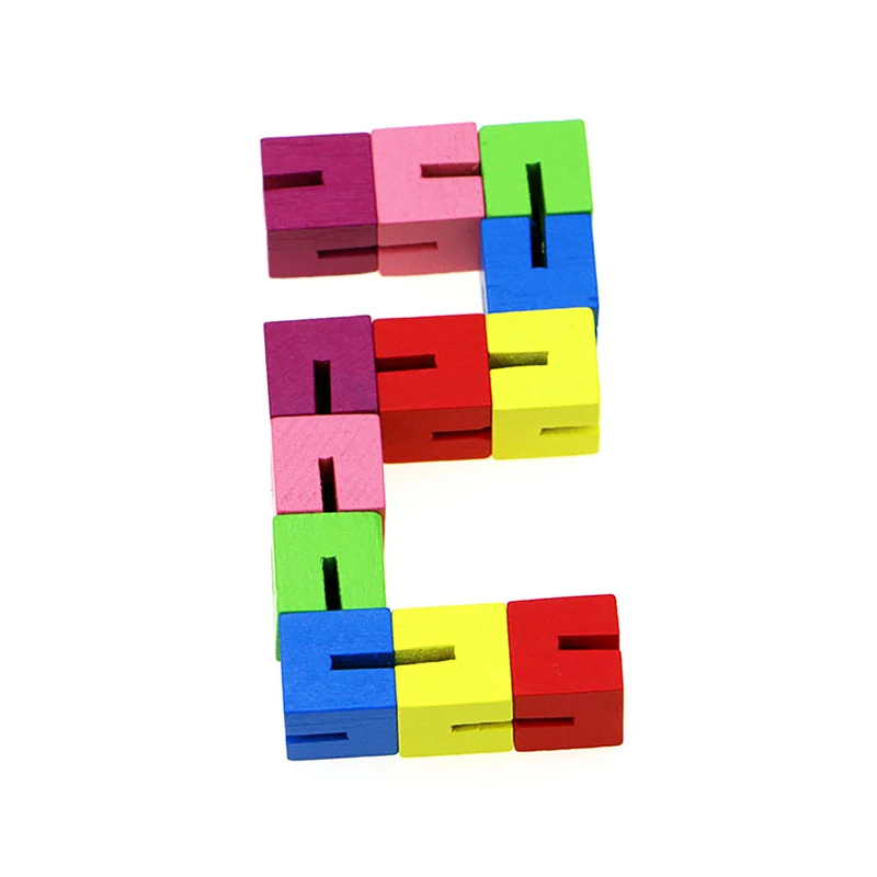 Classic Colorful Cube String Wooden Building Block Creative Fidget Stress Relief Toy For Children Toddler Educational Toys