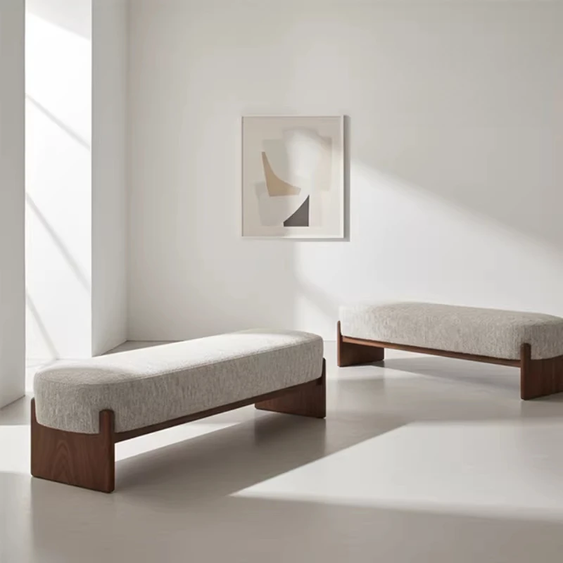 

Light luxury modern simple shoe changing stool living room bench rest sofa stool bedroom solid wood fabric bedside stool