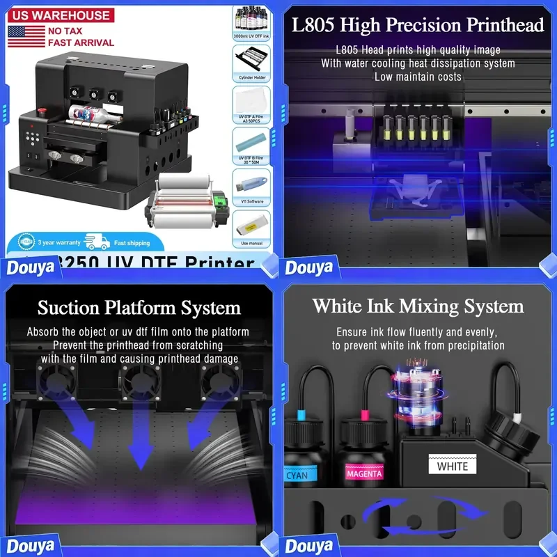 A3 UV DTF Printer for A3/A4 L805 UV Flatbed Printer A4 UV Printer Machine For Varnish Print Metal Acrylic Wood Sticker