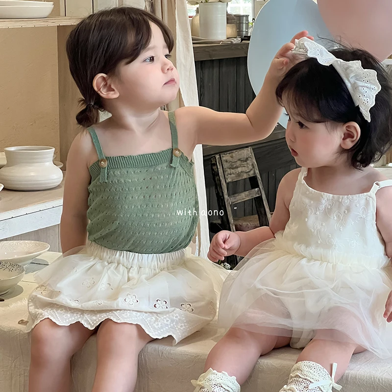 

SeasonSea Baby Plain Tank Top Pure Cotton Breathable Spaghetti Strap Top Summer Solid Color 0-2Y Baby Toddlers Camisole