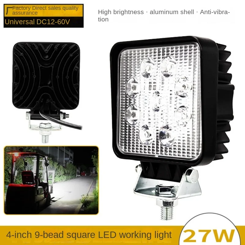 9 perline quadrato luminoso carrello elevatore Led faro 12-60V rotondo Anti-vibrazione modificato faretto da lavoro impermeabile da 4 pollici