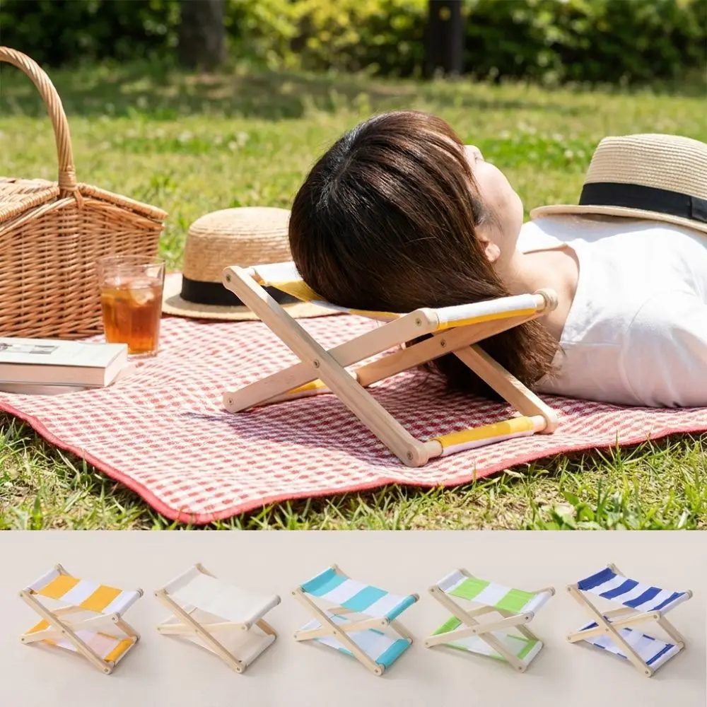 Portable Folding Wooden Beach Pillow UV Resistant Ergonomic Outdoor Camping Neck Pillow Adjustable Height Sunbathing