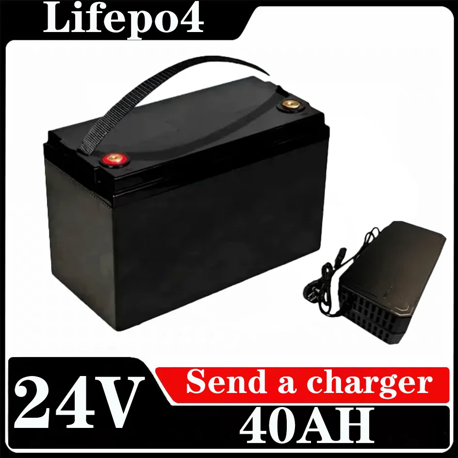 

deep cycles waterproof Lifepo4 24V 40AH lithium bateria BMS 8S for inverter fridge air conditioning TV UPS boat + 5A Charger