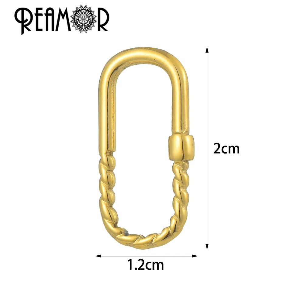 REAMOR 4pc Stainless Steel Connectors Pendant Gold Color Geometry Round Pig Nose Charms For DIY Necklace Bracelet Jewelry Making