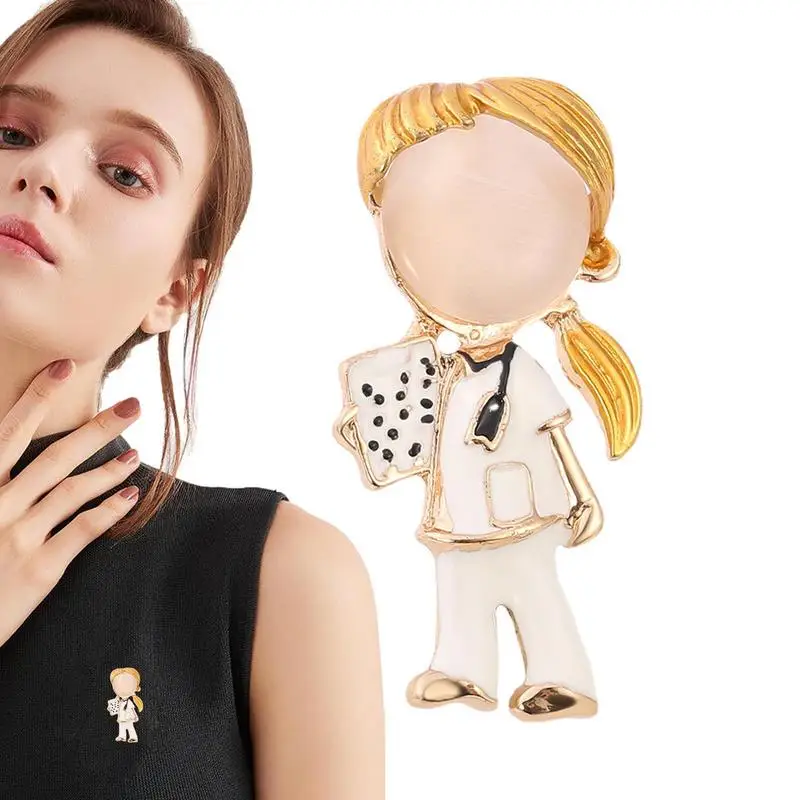 Doctor Pins Cute Enamel Nurse Pins Cartoon Doctor Brooch Women\'s Novelty Accessories for Working Holiday Gathering Concerts