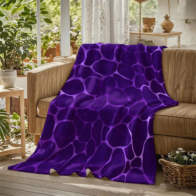 Purple Cell Texture Flannel Blanket Perfect for Sofa Office Bed Travel Sleep Read Relax Camping Four Season Use