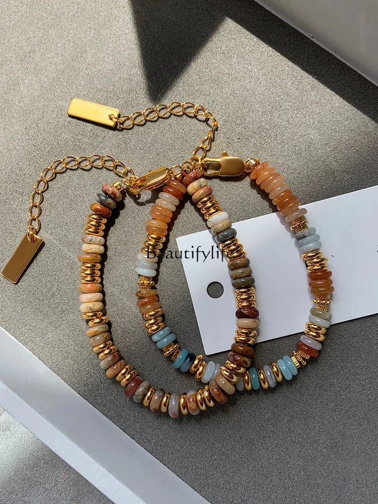 

Natural stone beaded bracelet women's autumn and winter light luxury niche exquisite high-end stacked bracelet