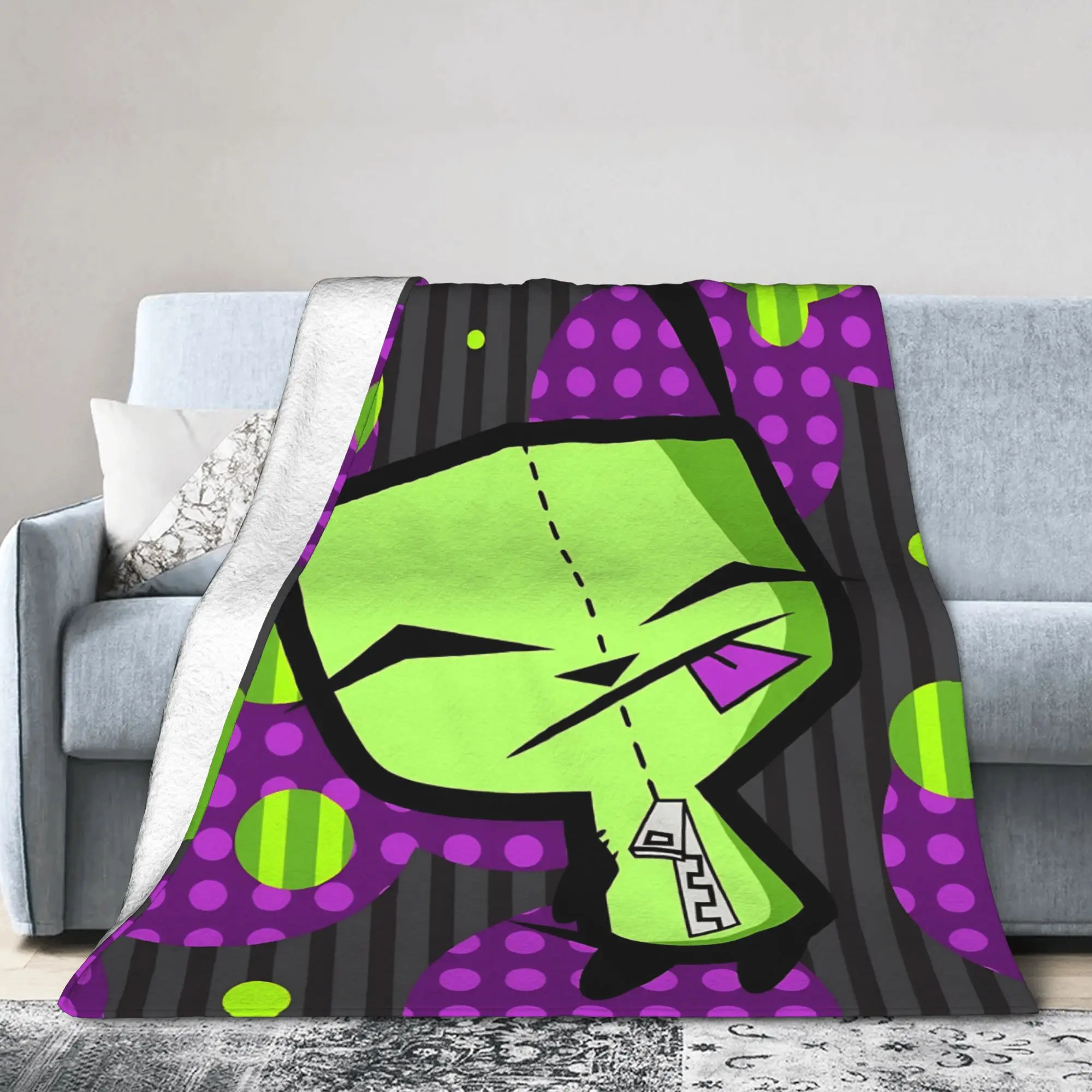 Invaders Zim Cartoon Blanket Velvet Autumn/Winter  Multi-function Lightweight Thin Throw Blankets for Bedding Travel Rug Piece