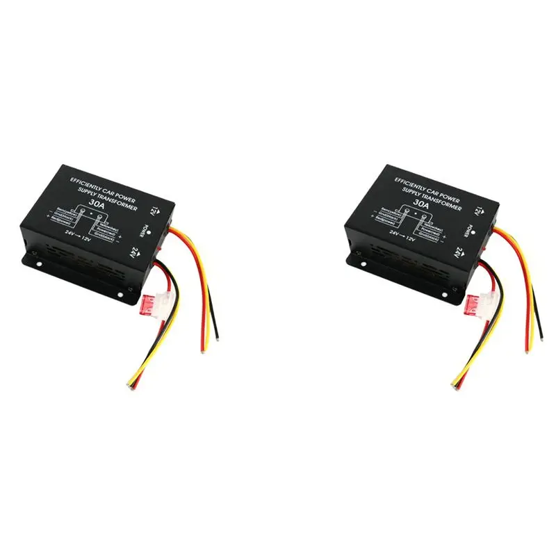 Convertidor de Potencia M12K-2X de 24V a 12V 30A, Transformador Reductor para Camiones, Autobuses, DVD, Audio, Modificación Eficiente de Energía para Vehículos