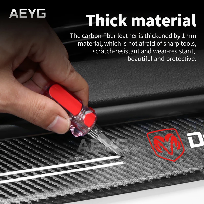 Car Door Sill Carbon Fiber Sticker For Dodge Carbon Decals Vinyl Interior Accessories