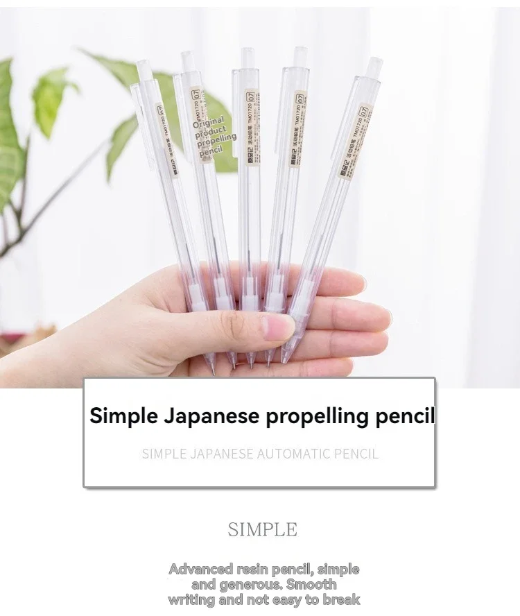 5 Stück/Set Minimalistischer Transparenter Druckbleistift 0,5/0,7mm für Schüler, Schulbedarf, Bürozubehör – Detail 6