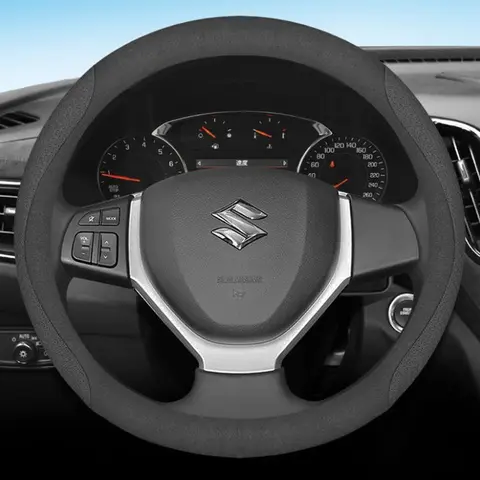 For Suzuki Steering Wheel Cover Leather Carbon Fiber Fit Dzire Celerio Ciaz Baleno Solio Splash SX4 Vitara Wagon R Alto JIMNY 10 best sales suzuki jimny steering wheel cover - №7