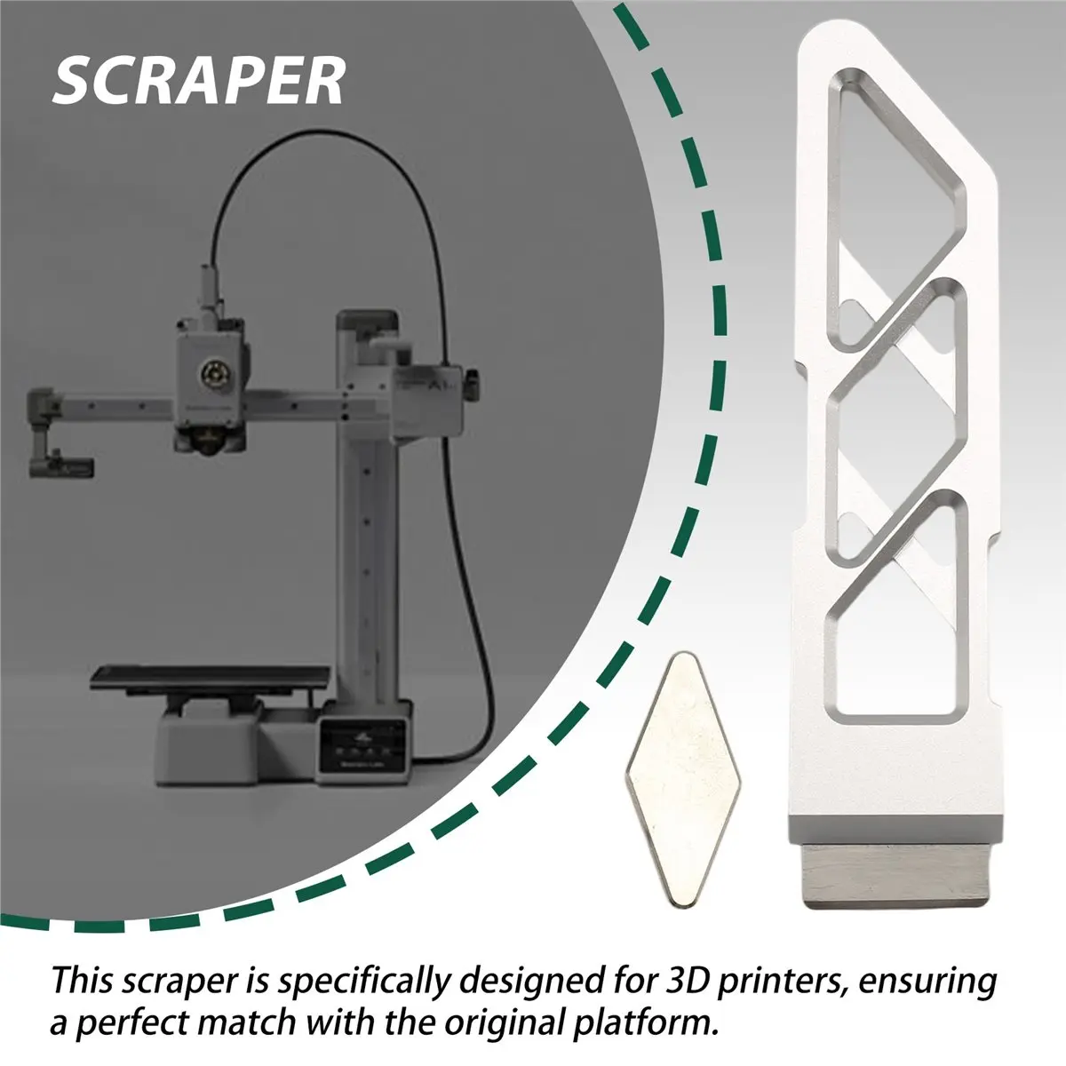 newA10R Scraper for A1/X1/P1/H2S/X2D/H2D/P2S CNC All-Metal Scraper Blade Heated Bed Scraper 3D Printer Accessories
