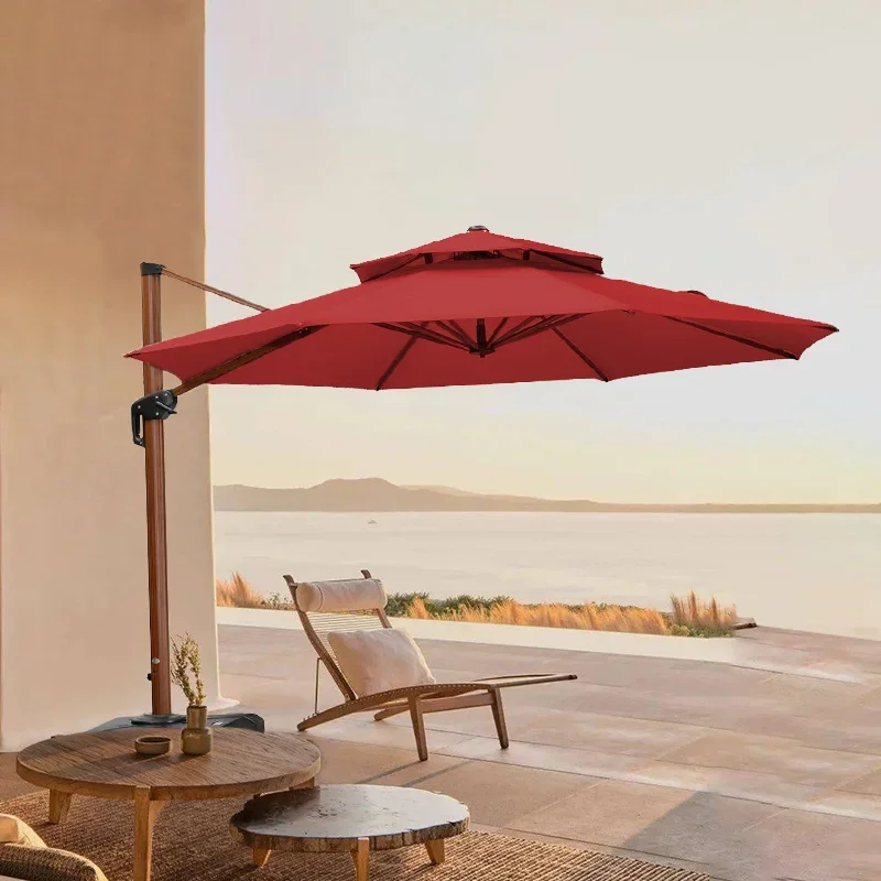 New Deign Outdoor Sun LED Light Patio Roma Parasol Umbrella Carton Customized Logo Outdoor Furniture